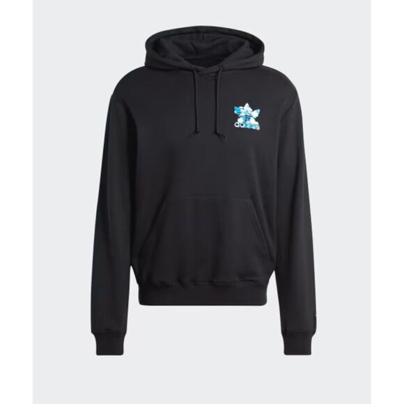 Adidas Black Hoodie With Blue Cloud Trefoil Logo Design Medium - Picture 2 of 7
